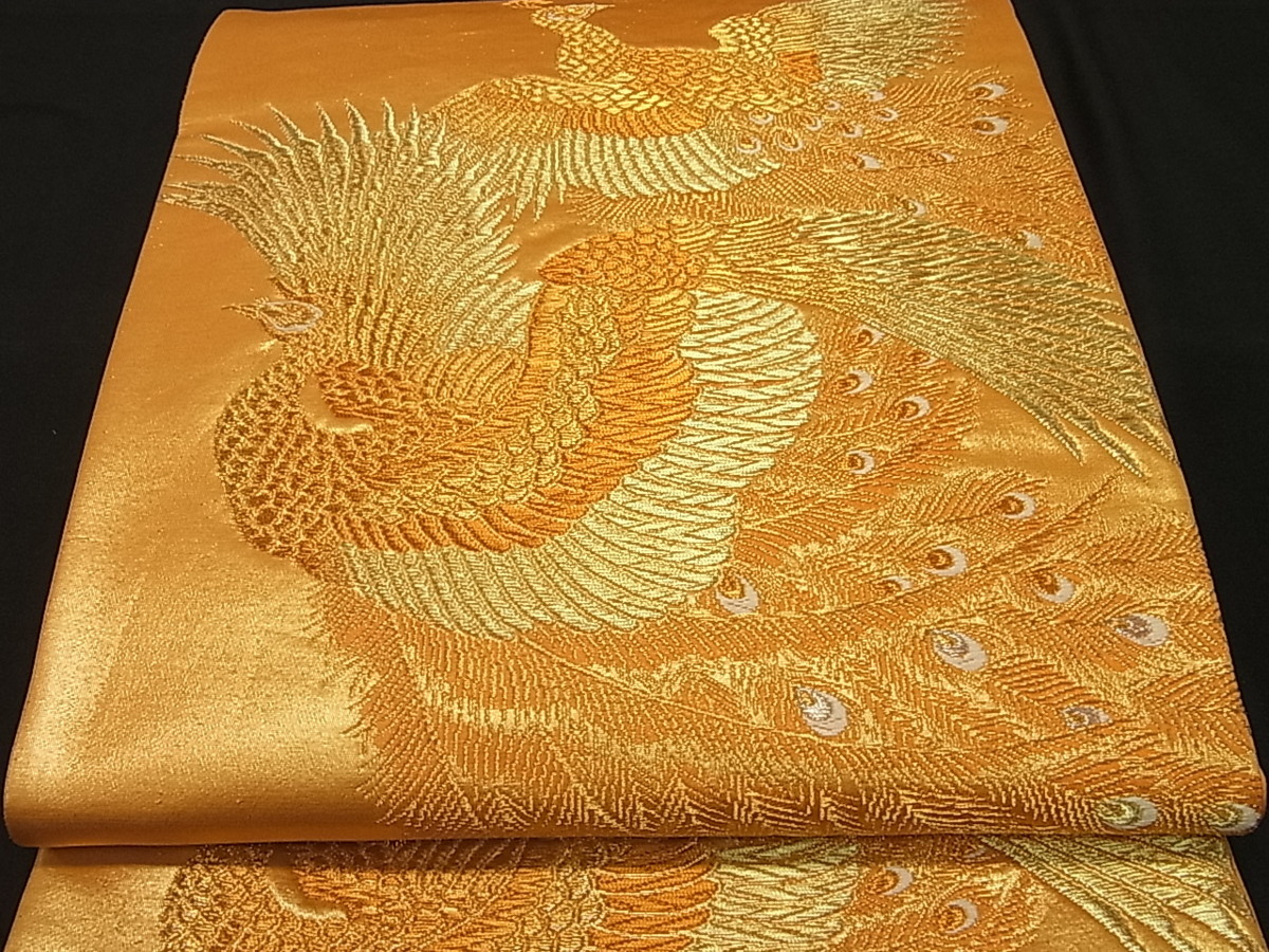 平和屋着物■六通柄袋帯　唐織　孔雀文　金糸　逸品　ha170