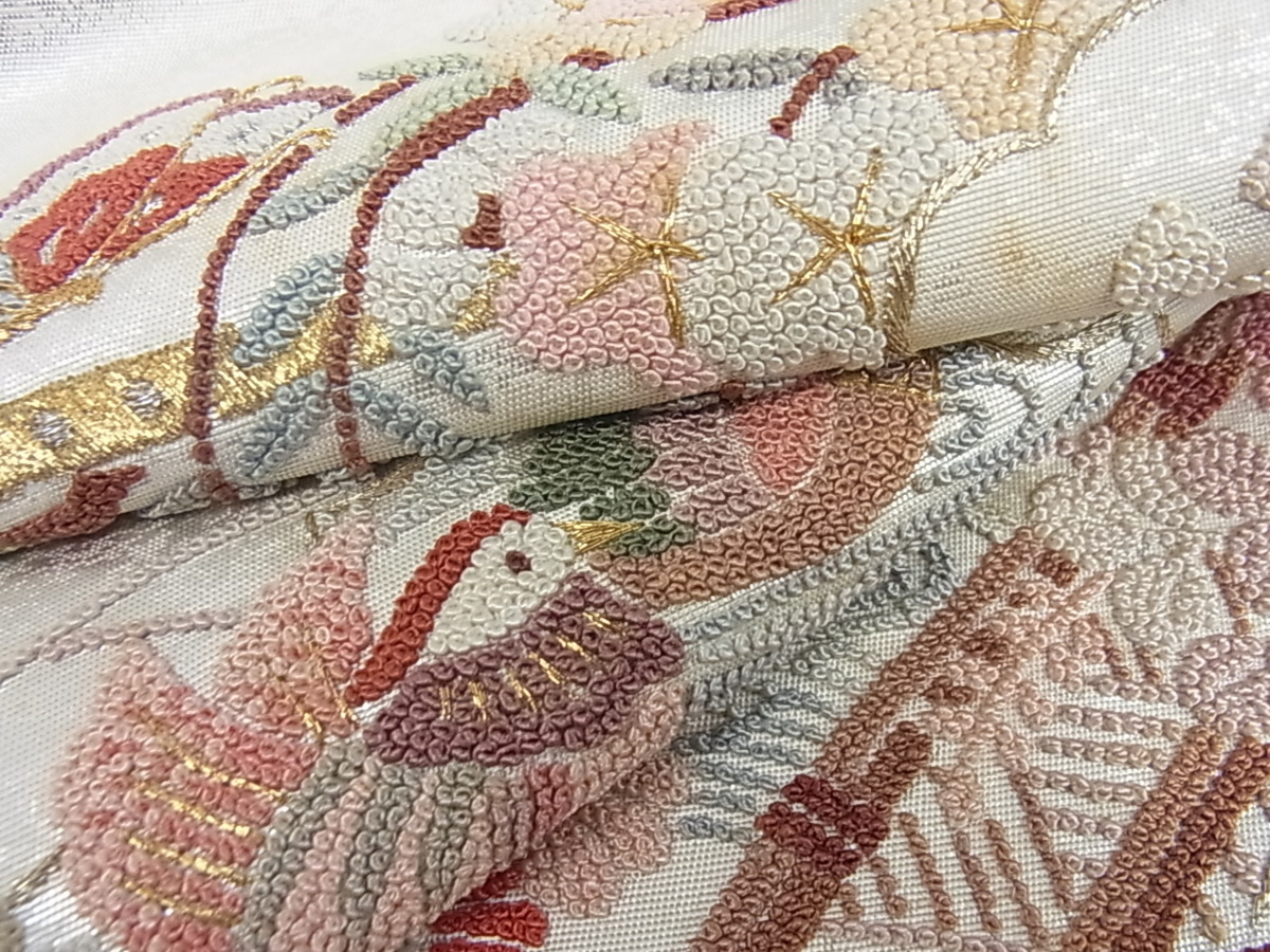 太鼓柄袋帯 正絹 逸品 相良刺繍 金糸 総刺繍 平和屋着物◎中国三大刺繍