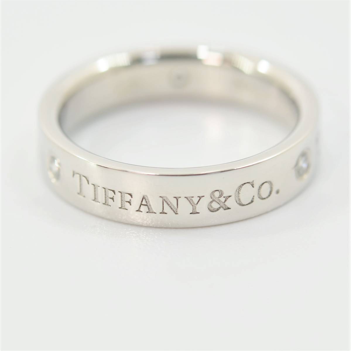 S 1円スタート TIFFANY&Co. ティファニー ロゴ フラットバンド リング 