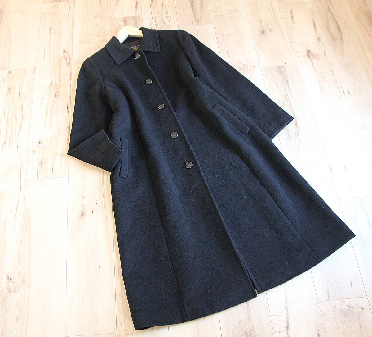 日本製 leilian レリアン サイズ11 ☆ カシミヤ100 黒 ロングコート 