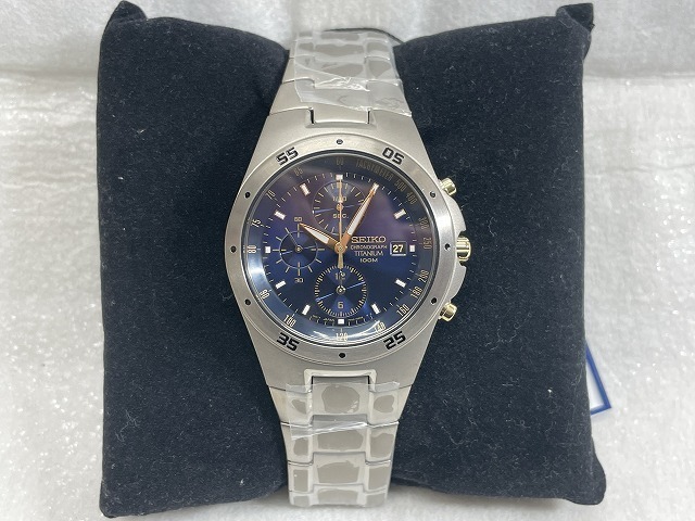 稼働品】SEIKO セイコー クロノグラフ チタン SND449P1 時計 クオーツ 