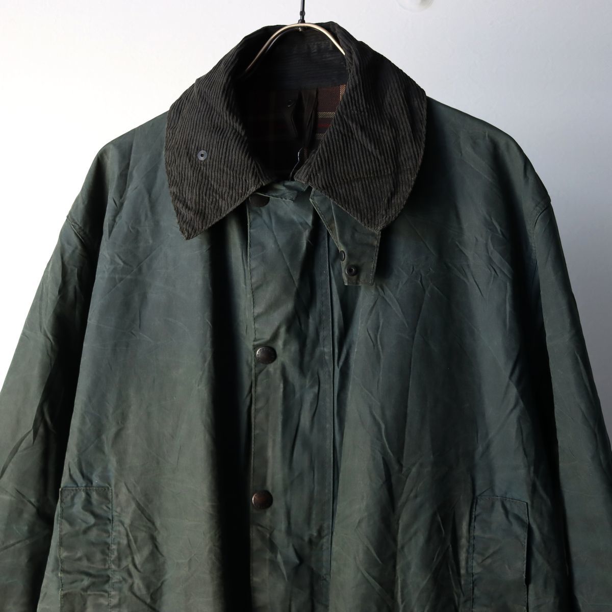 85年 UK製 バブアー ボーダー オイルジャケット YKK 棒ジップ 102cm 