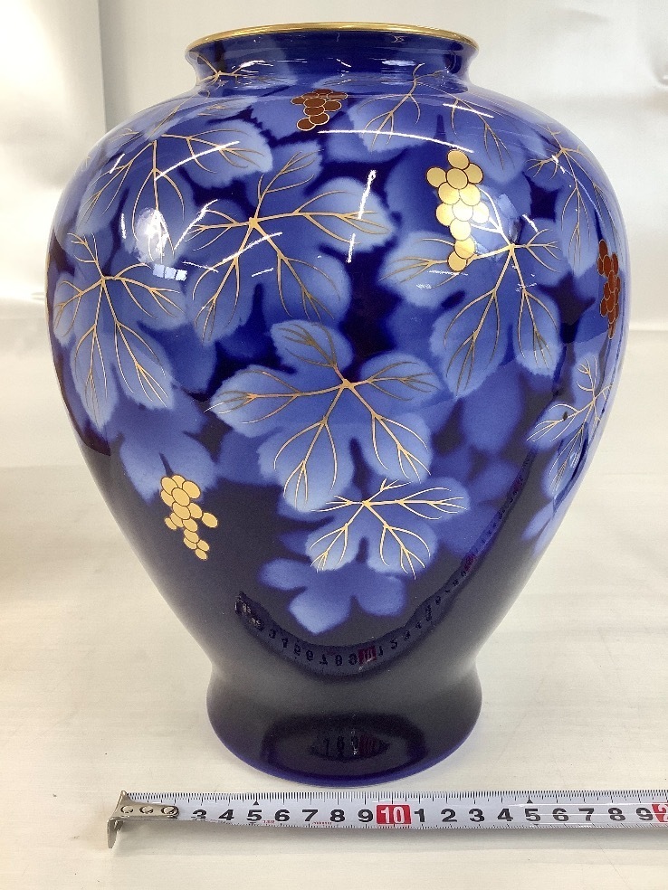 深川製磁 花瓶 花器 2点 元箱付 金彩 葡萄 まとめ ACBF 中古品(深川製