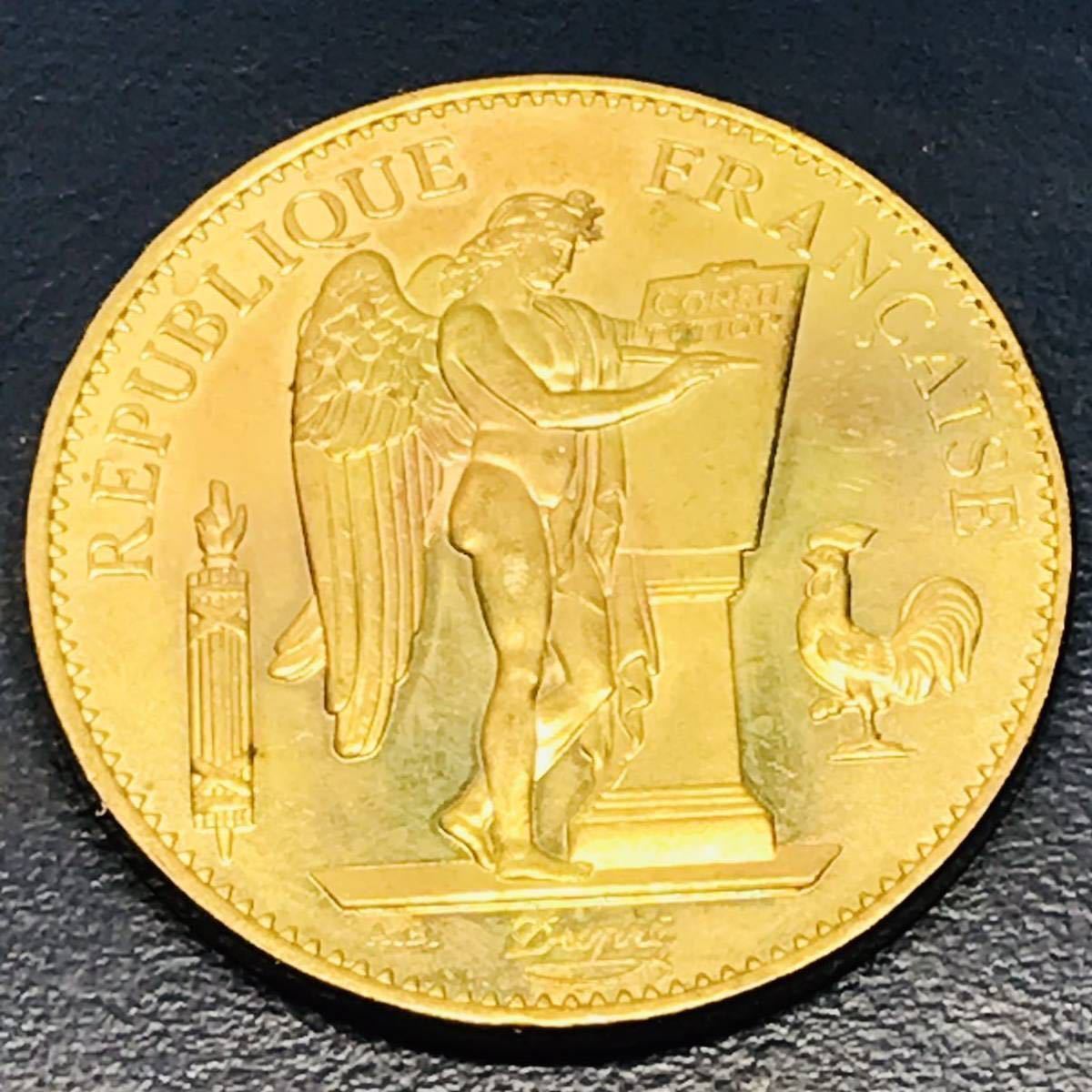 Liberty フランスコイン １００フラン デュプレ作エンゼル １８８９年鋳造金貨の精密復刻品（