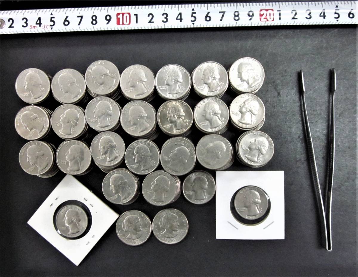 ○アメリカ合衆国の古い貨幣１９６５年～１９９０年の貨幣 【１ドル貨幣】 【２５セント貨幣】 通貨○ kn１３７ Yahoo!オークション -「1965  (世界)の -1965年 アメリカコイン(硬貨)の中古品 の落札相場・落札価格