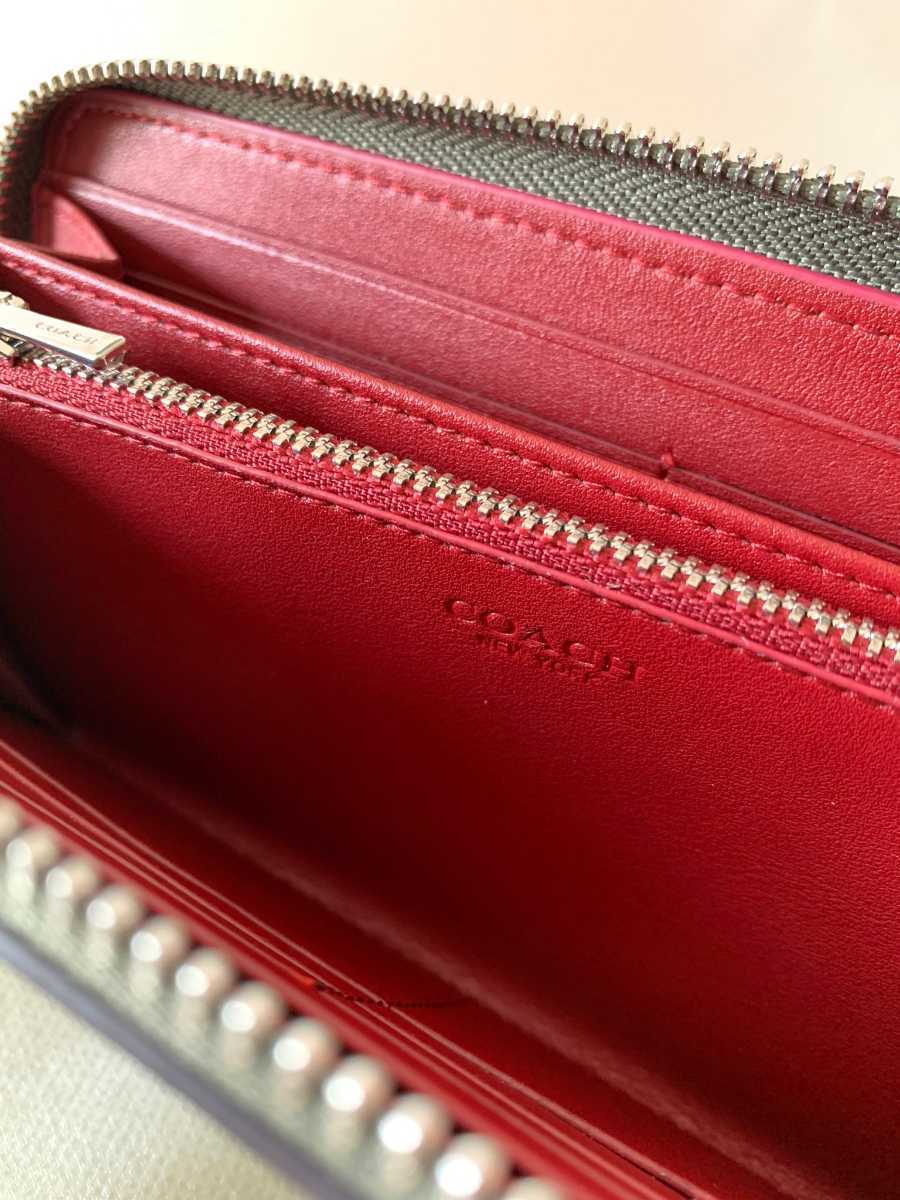 1円スタート COACHコーチ長財布シグネチャー パンチンググリーン ...