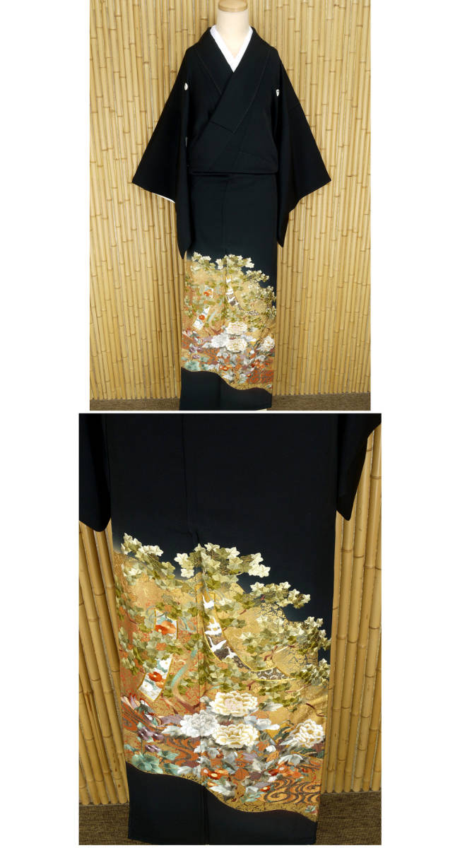 D35限定価格！☆作家物USED美品☆駒刺繍 金彩 豪華黒留袖6点セット D35週末限定価格！☆作家物USED美品☆駒刺繍 金彩 豪華黒留袖6点セット