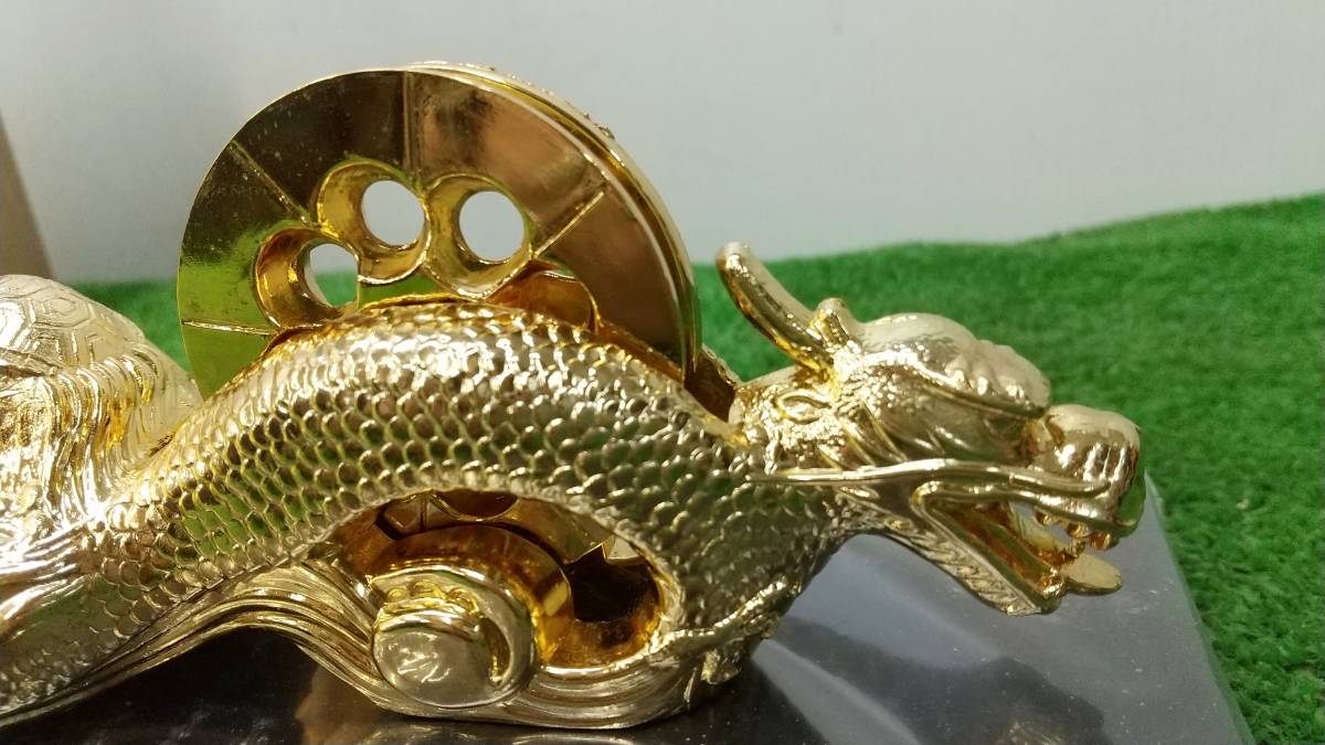 未使用 瑞龍 墨壺 墨つぼ 龍 大工道具 アンティーク 骨董品 24KGP 龍の