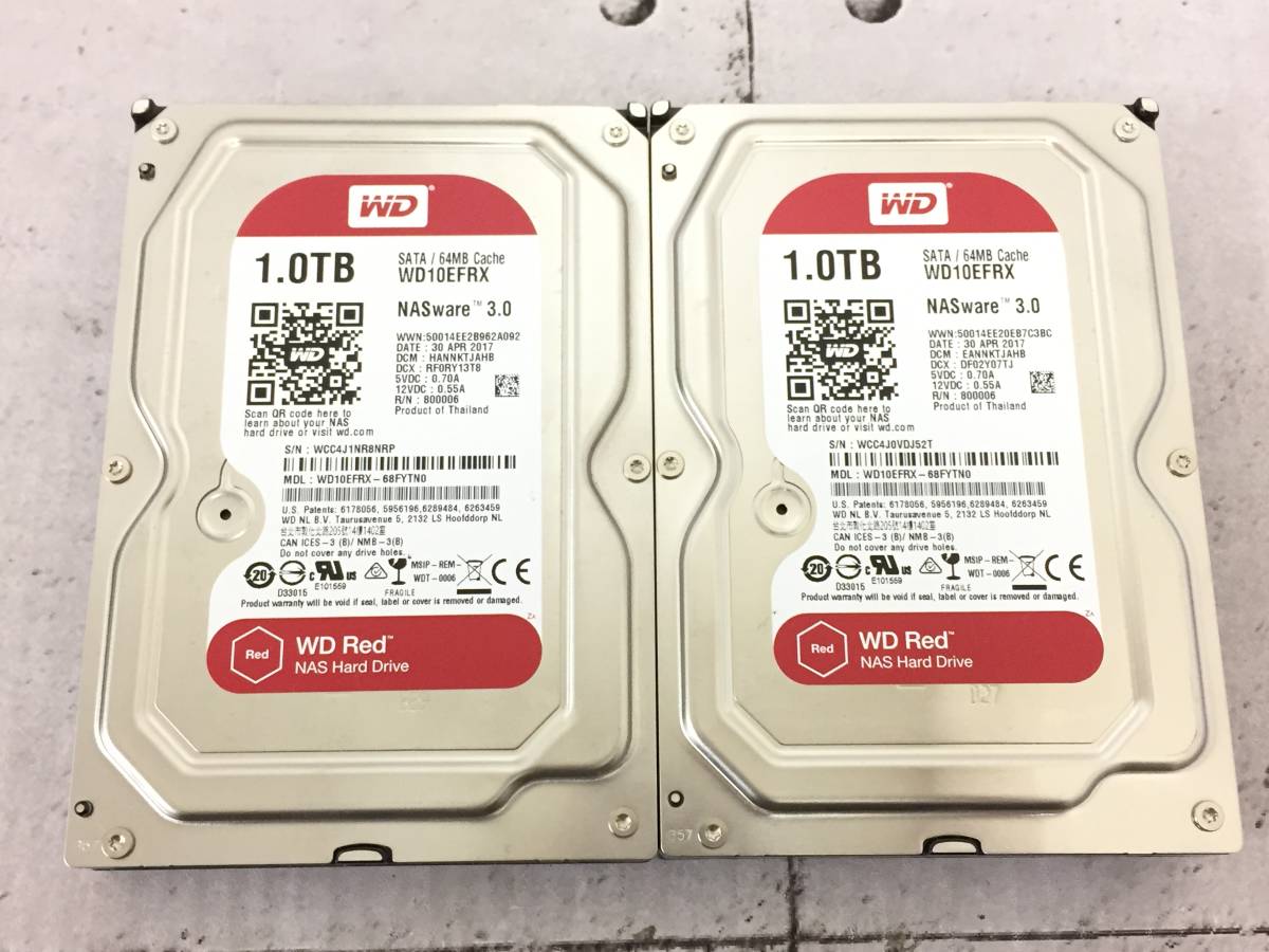 ○【2台セット】Western Digital WD10EFRX 1TB 3.5インチ SATA NASware