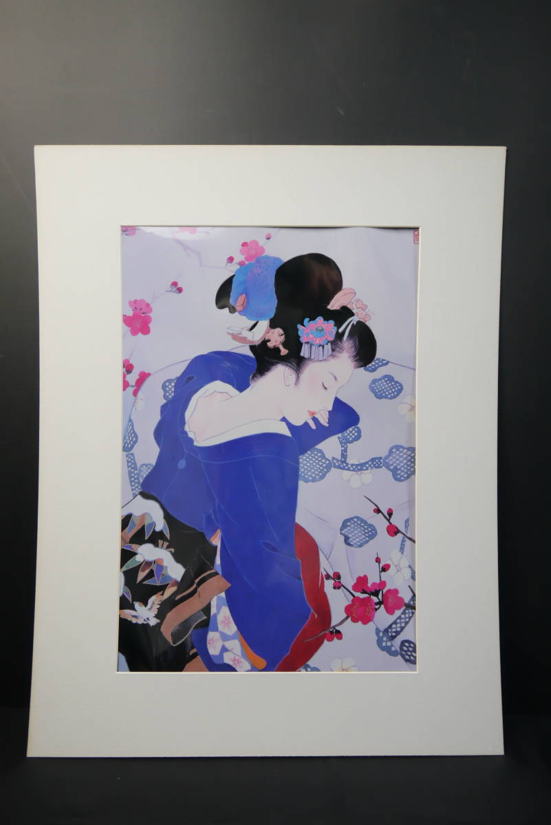 絵画/日本画 春代 美人画/人物画 女性/和装 額装/額縁/壁掛け/額付き 