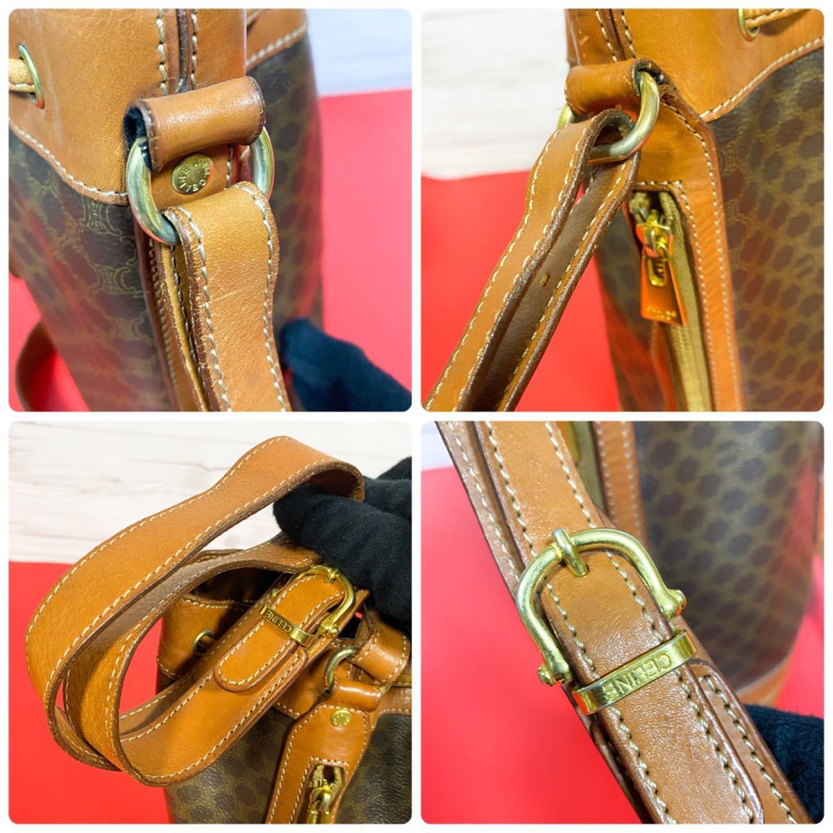CELINE オールドセリーヌ 巾着 ショルダーバッグ マカダム柄