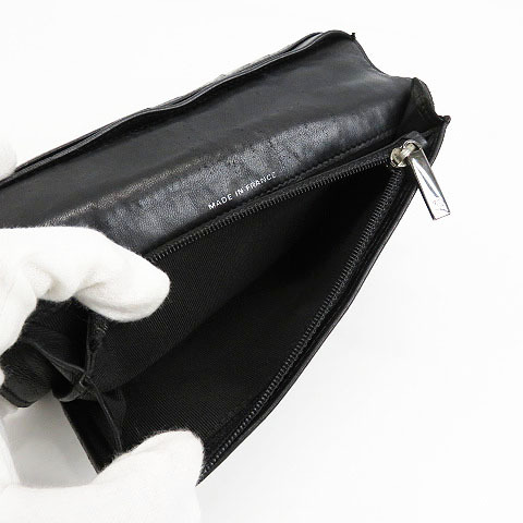1円】CHANEL シャネル 二つ折り財布 アイコン パッチワーク ブラック系