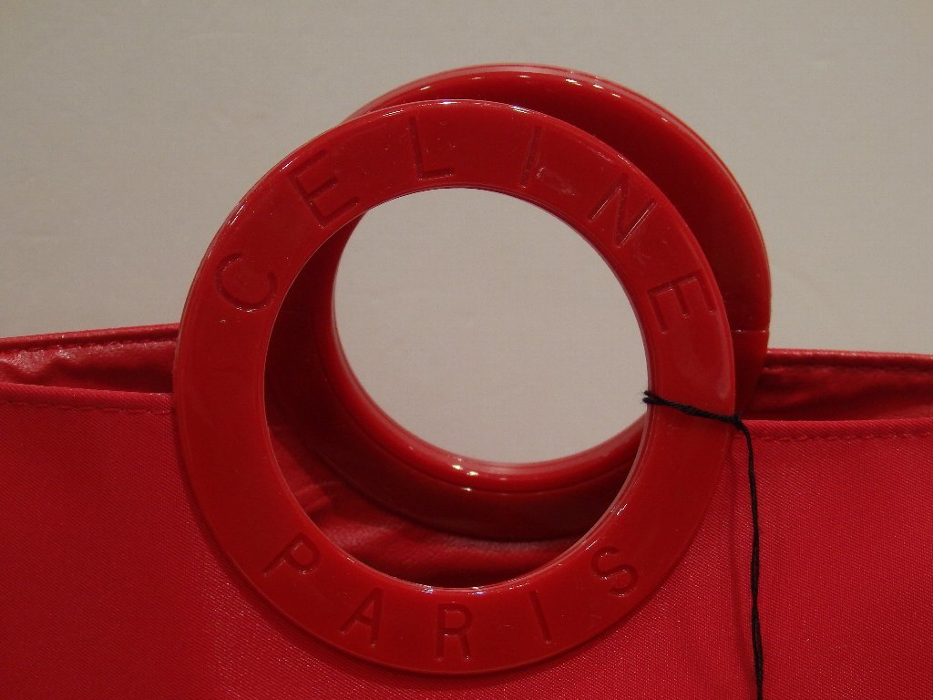 未使用品 セリーヌ サークルロゴ ナイロン ミニハンドバッグ(ハンカチ 