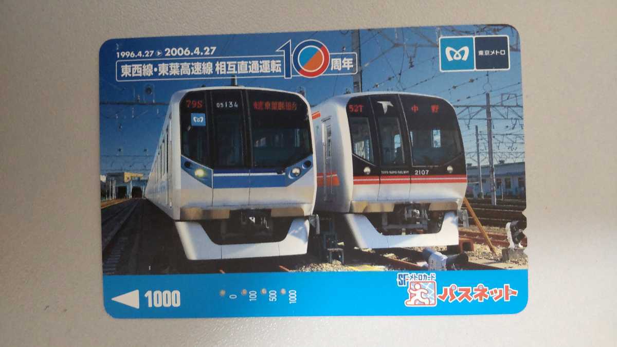 使用済み 東京メトロ 東西線 東葉高速鉄道 相互運転10年 パスネット 
