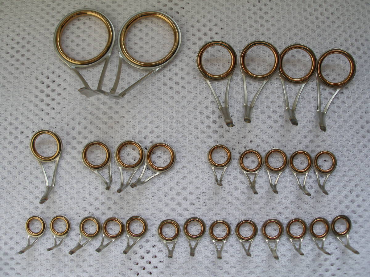 貴重なガイド！◎ Fuji ゴールドサーメット・ステンレスフレームガイド／LVGG（LVSG)・＃７～２５・計２８ヶ ◎