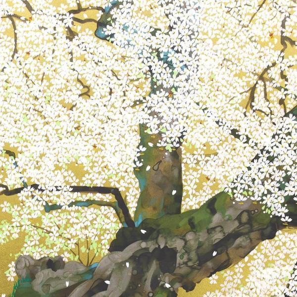 真作】【WISH】中島千波「石部の桜」シルクスクリーン 約12号 大作