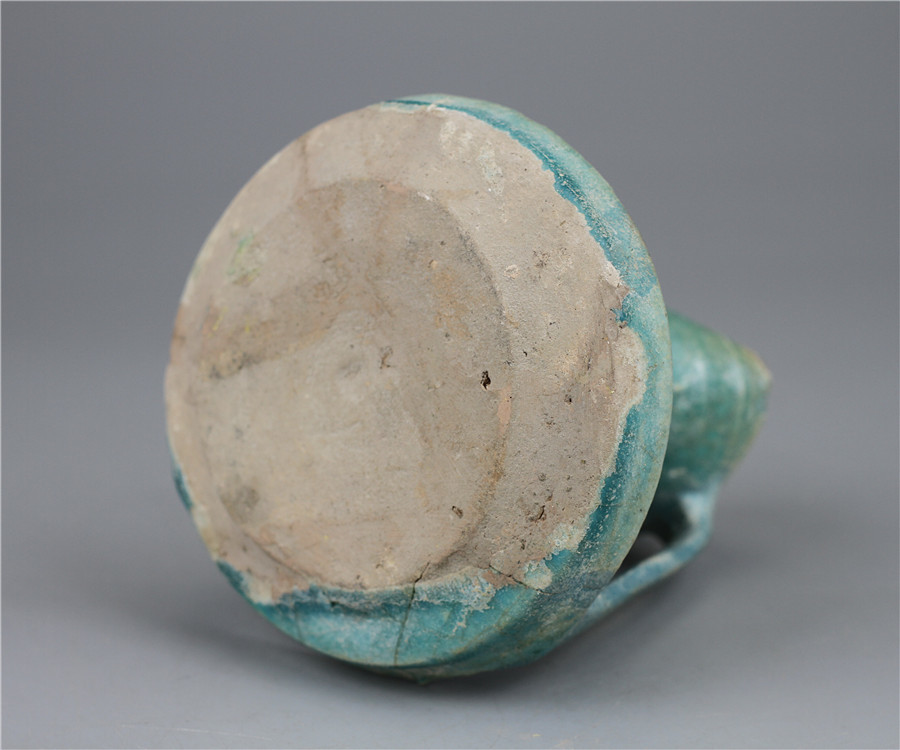 ペルシャ 古美術 古代イラン 時代物 青釉銀化灯火器オイルランプ 青釉