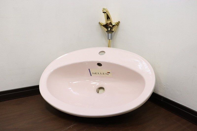  埼玉発 展示品 S9882 SELLES 洋風洗面器 水栓セット 長期保管 デザインシンク 水周り 陶器 W570 パールピンク リフォーム(洗面台、洗面ボウル（鏡なし）)｜売買されたオークション情報、yahooの商 洗面、洗濯