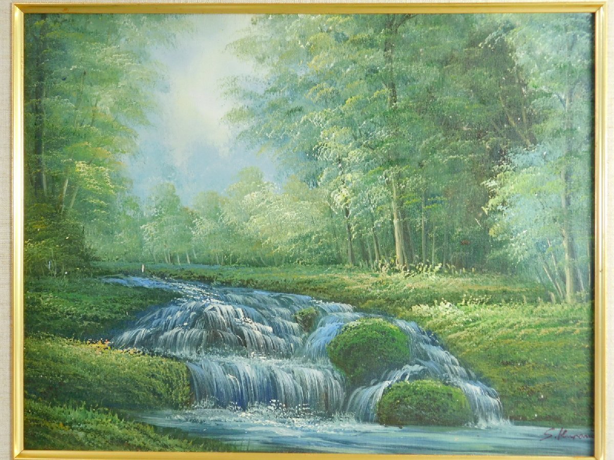 真作」作者不明 風景画 油彩画 額装 サイン有り F6号 真作」作者不明