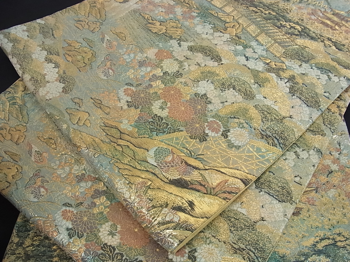 花美人着物■全通柄袋帯　京洛花名所　本金箔　逸品　op1040