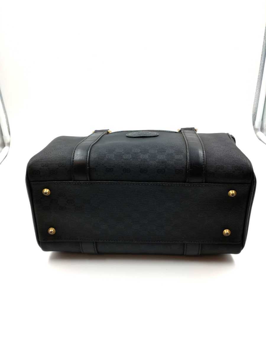 【GUCCI】ボストンバッグ　マイクロGG ゴールド金具　PVC ブラック 1円スタート GUCCI オールドグッチ マイクロGG PVC ミニボストンバッグ