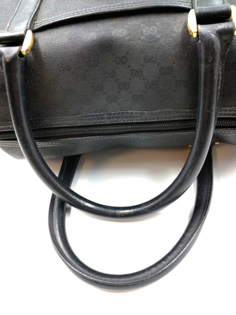 【GUCCI】ボストンバッグ　マイクロGG ゴールド金具　PVC ブラック 1円スタート GUCCI オールドグッチ マイクロGG PVC ミニボストンバッグ