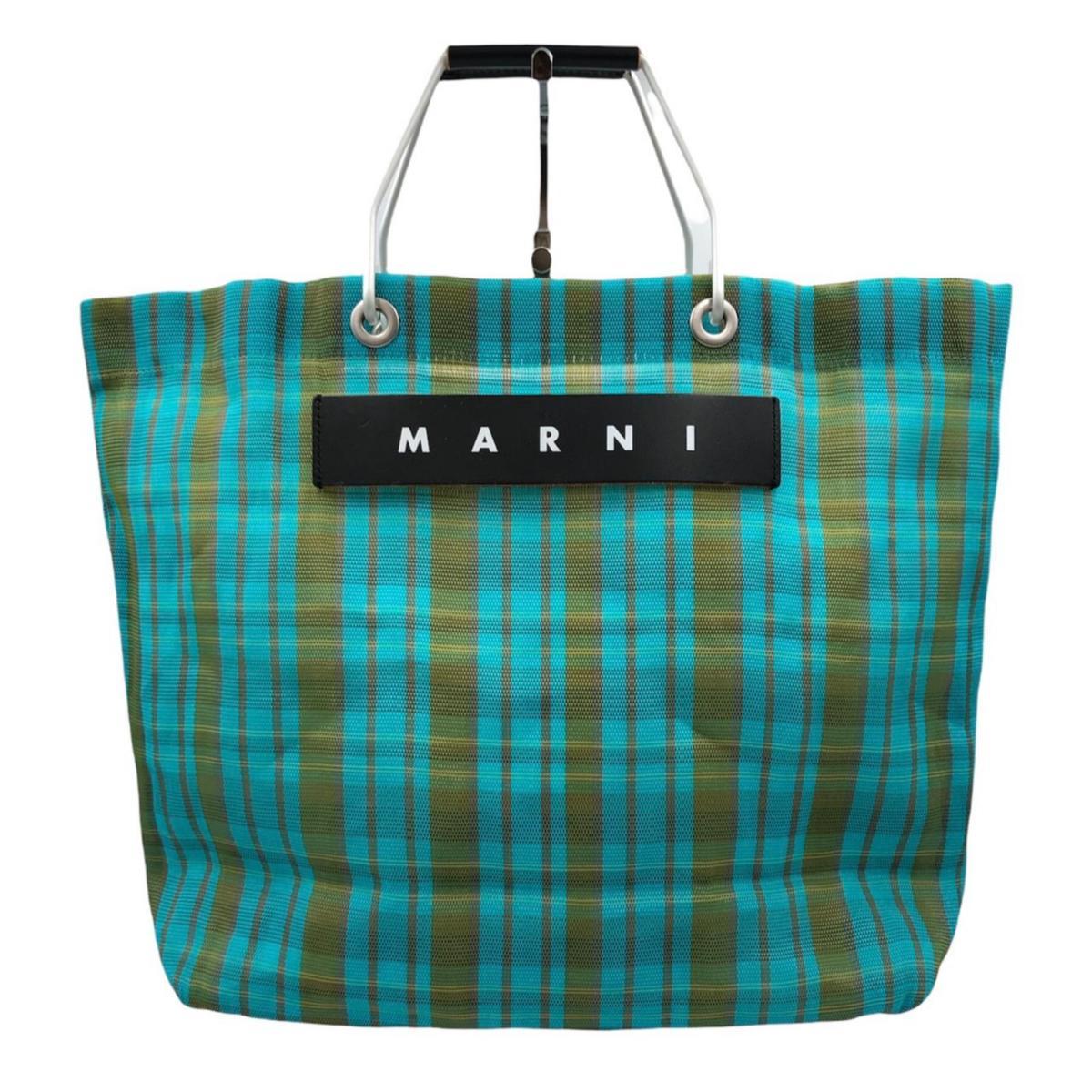 MARNI マルニ 美品 フラワーカフェ トートバッグ ストライプ ナイロン 