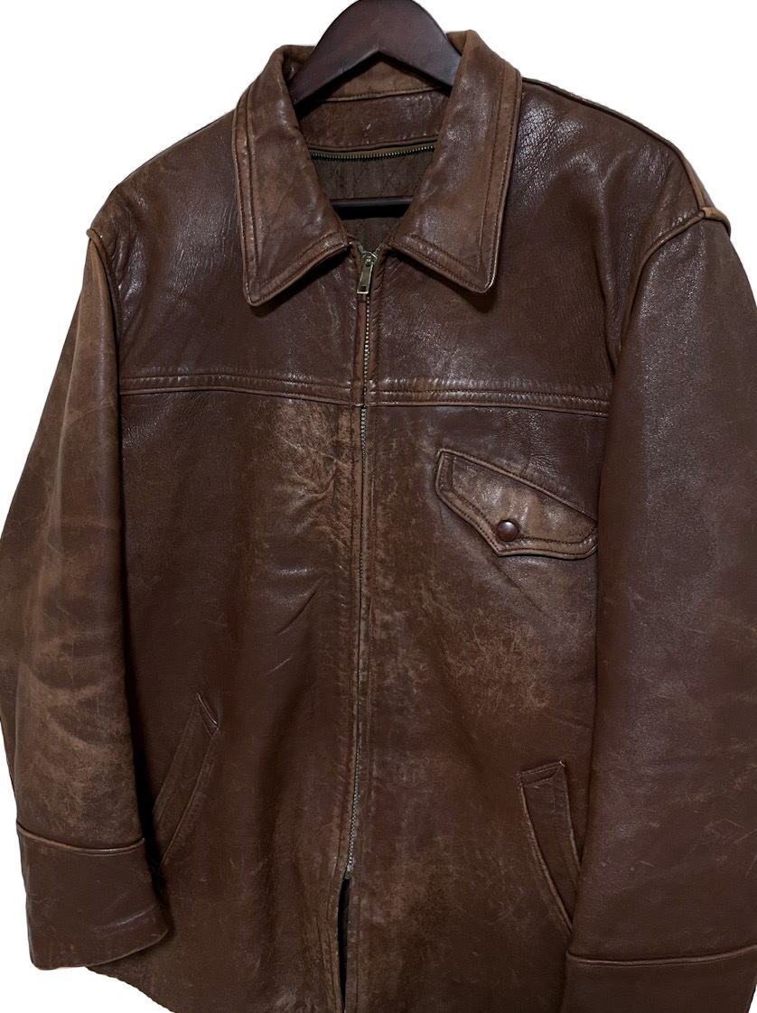50s 60s フランス ヴィンテージ パイロット レザー ハーフコート 50s 60s フランス ヴィンテージ パイロット レザー ハーフコート