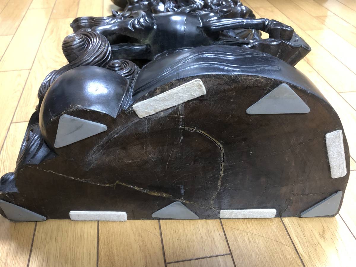 □唐木 「馬九行久」特大 高さ97㎝ 九頭馬 黒檀 木彫 彫刻 重厚 置物