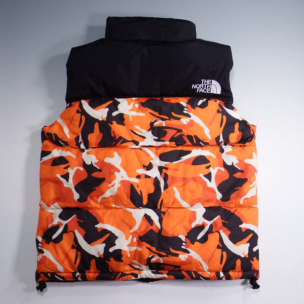 美品 THE NORTH FACE Novelty Nuptse Vest ND91844 レッドオレンジカモ 