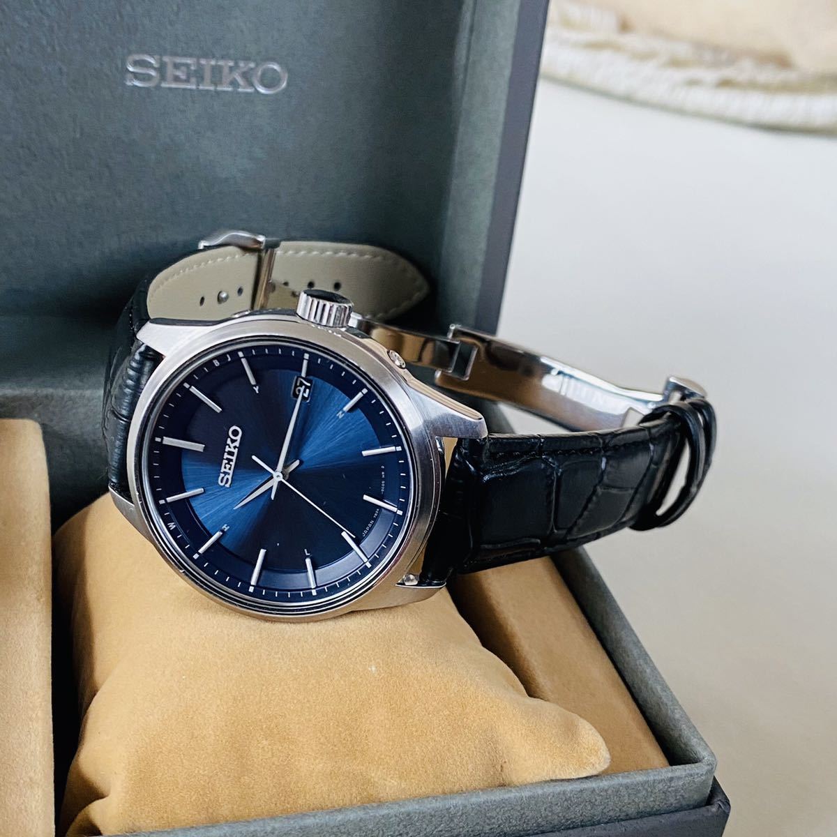 SEIKO ソーラー電波 SBTM253 7B24-0BR0 ネイビーブルー美品 SEIKO 7B24 
