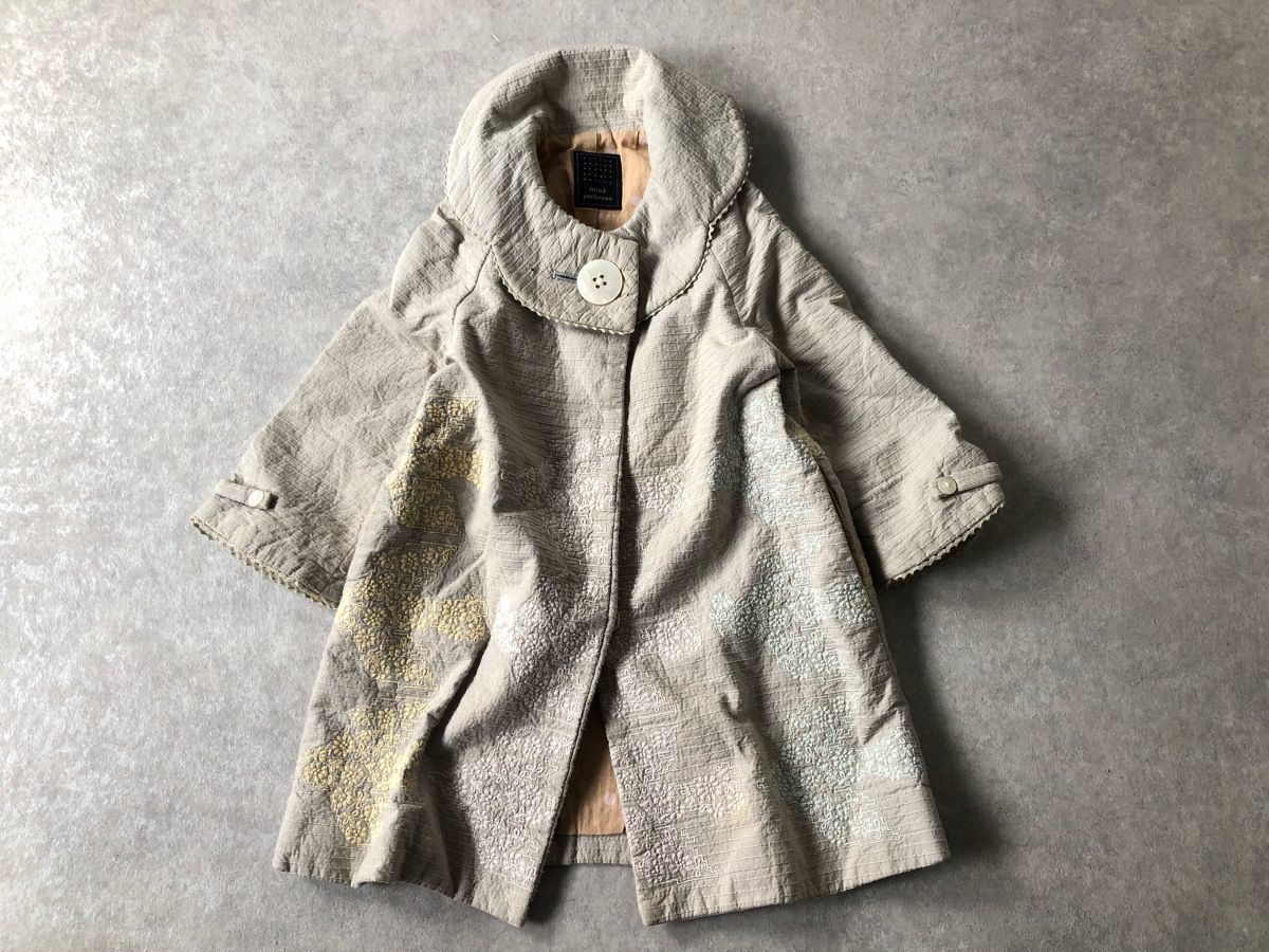 mina perhonen○odyssey 刺繍入り コットン コート○ミナペルホネン  