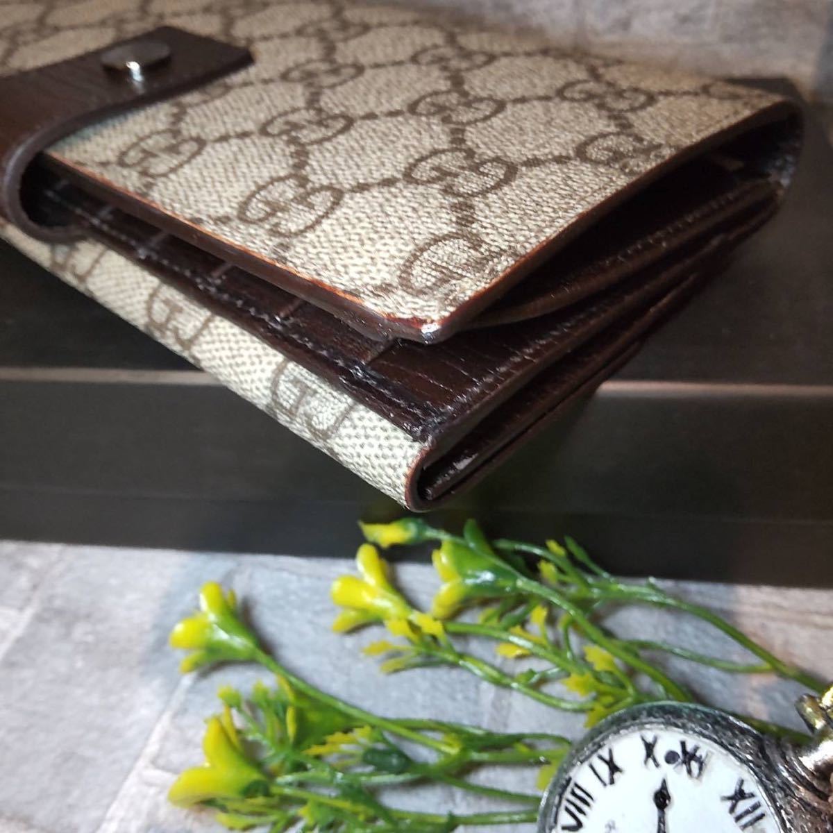 1円【未使用】GUCCI グッチ 長財布 GG柄 キャンバス レザー ブラウン 