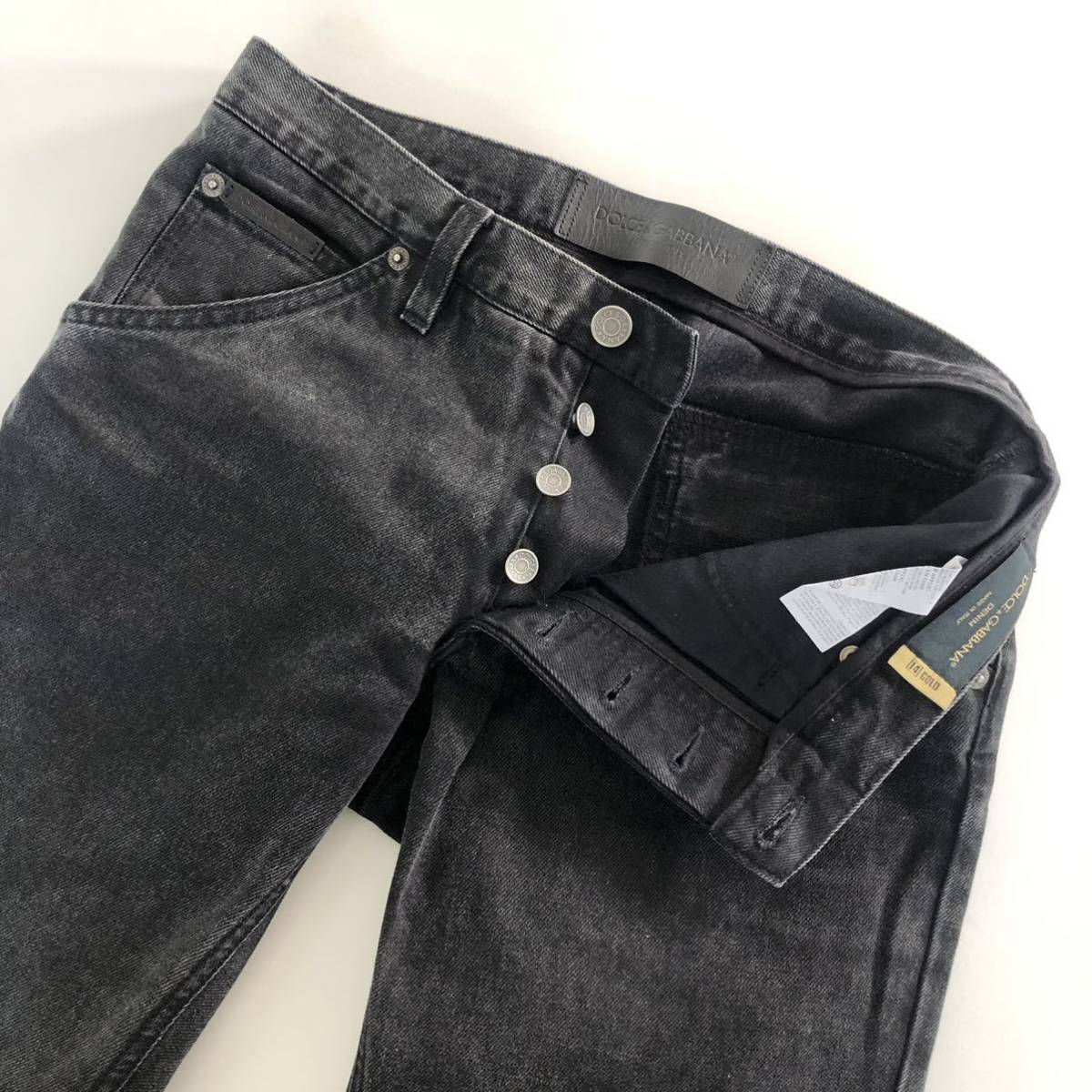 c1《美品》DOLCE&GABBANA ドルチェ&ガッバーナ レザー黒タグ *14GOLD 