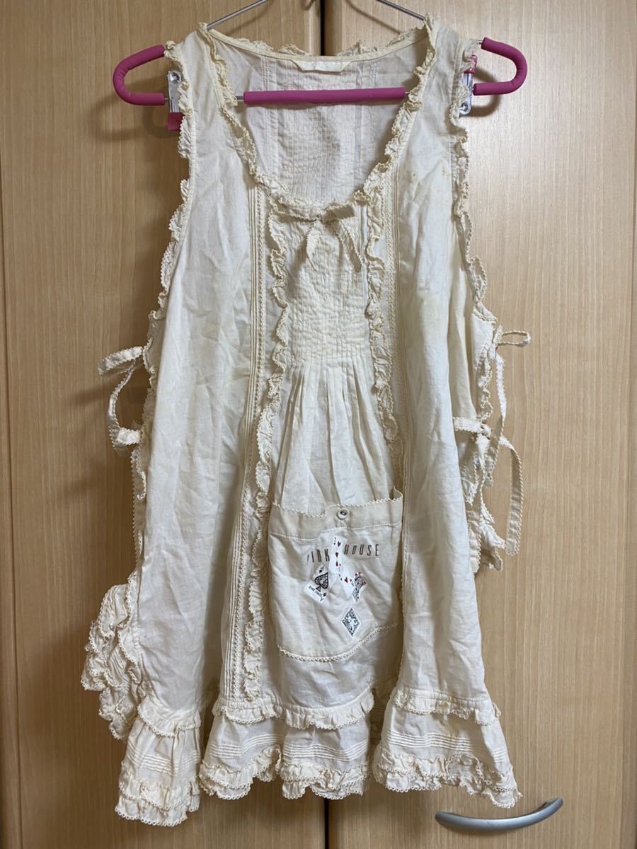 ピンクハウス 古着 トップス ワンピース ダブリエ エプロン 白 