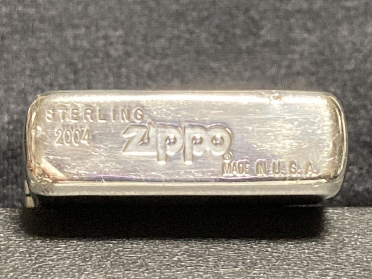 STERLING SILVER ZIPPO 天然石ダイヤ2004年製中古品 スターリング 