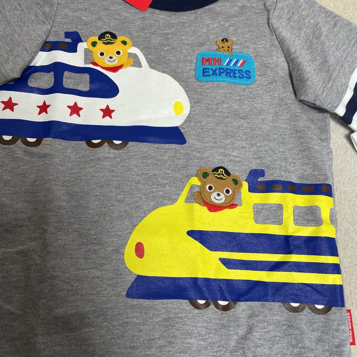 ミキハウス 新品タグ付き 袖切り替え長袖Tシャツ 80㎝ (長袖Tシャツ 