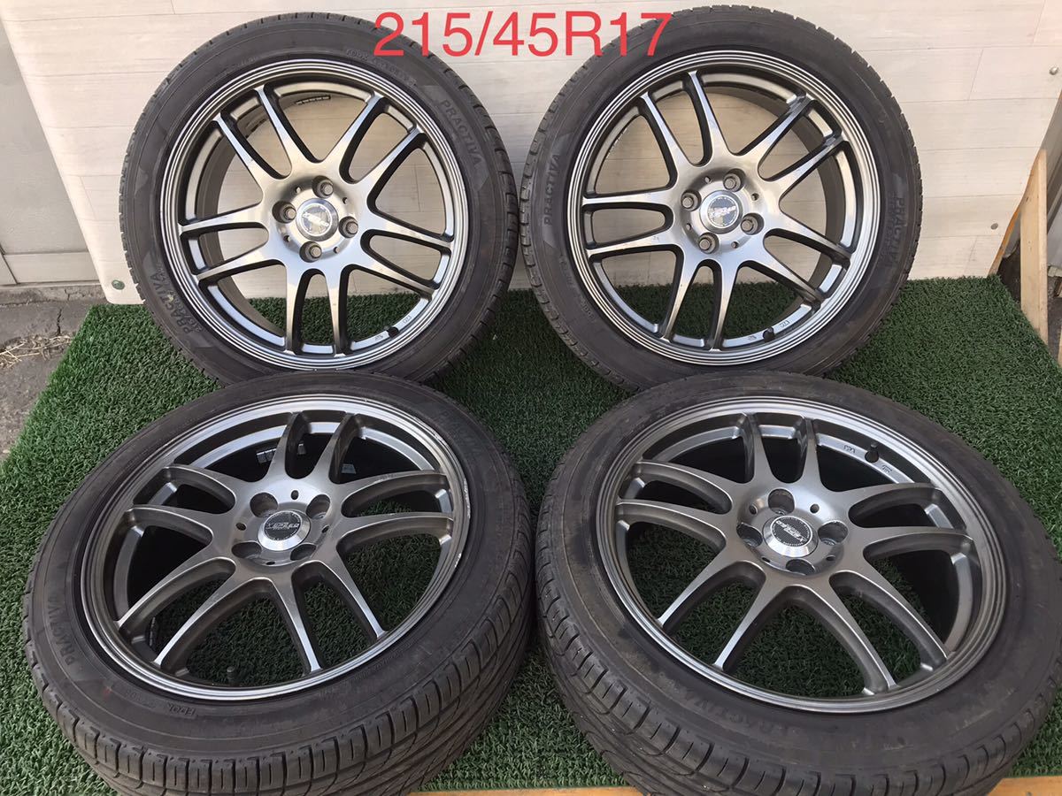 215/45R17 バリ山 4本セットPRACTIVA 17インチ 4H 7J PCD100 offset + 
