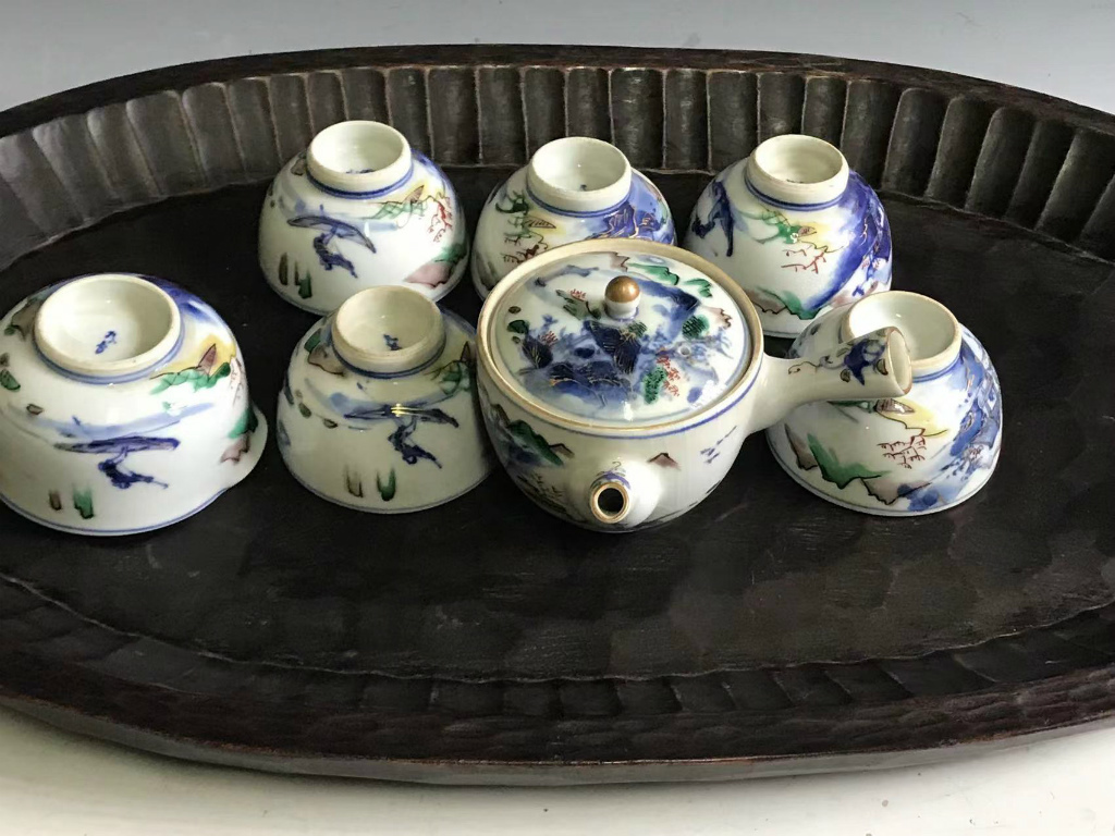 希少 時代物 我谷盆 煎茶盆 盆 台円形 直径42cm6mm 刳り貫き 一刀彫り