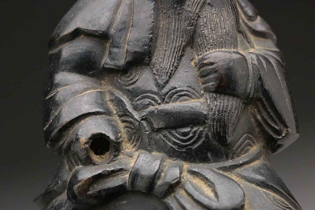 EB513 時代物 古銅関羽騎馬のったり香炉・關公騎馬銅薫炉 高17.5cm 重 