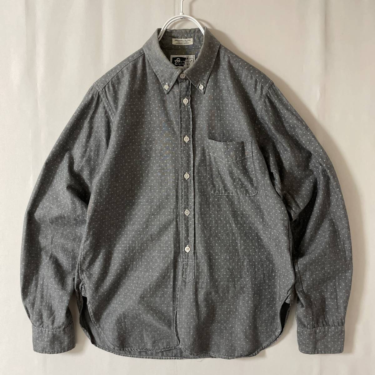 ENGINEERED GARMENTS size S 米国製 ha エンジニアードガーメンツ ボタンダウンシャツ 長袖 ドット グレー アメリカ製 USA製