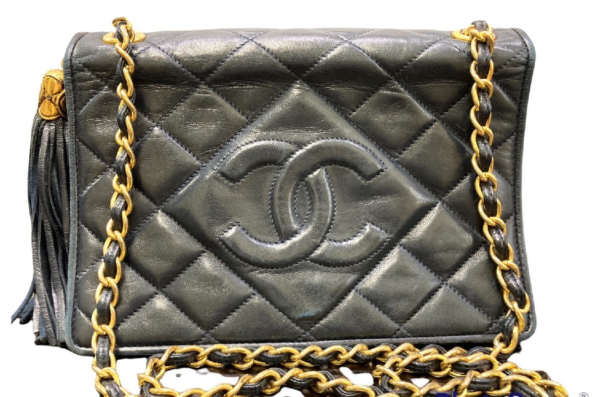 ○シャネル CHANEL マトラッセ チェーンバッグ フリンジ ラムスキン 