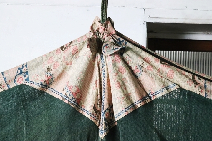 TB526麻製 大きな蚊帳 緑 200cm×355×337cm◇古布/襤褸/リメイク/手芸