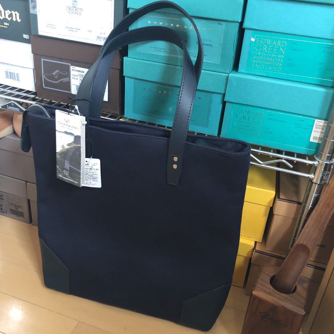 英国製John Chapman ジョンチャップマン コットンレザートートバッグ John L. Chapman ジョンチャップマン 英国製 レザー トートバッグの