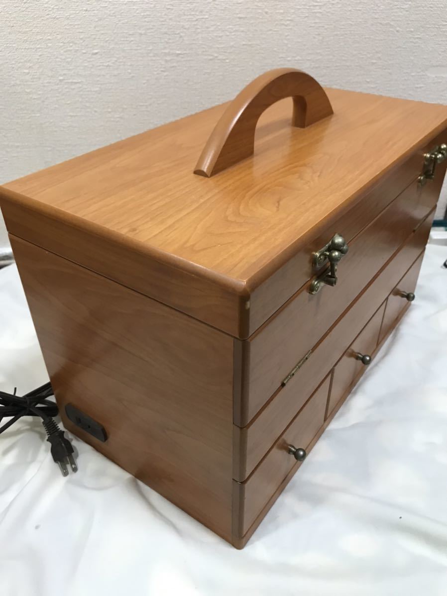 昭和レトロ 三面鏡 木製 メイクボックス 三面鏡付き 持ち手付き コスメ
