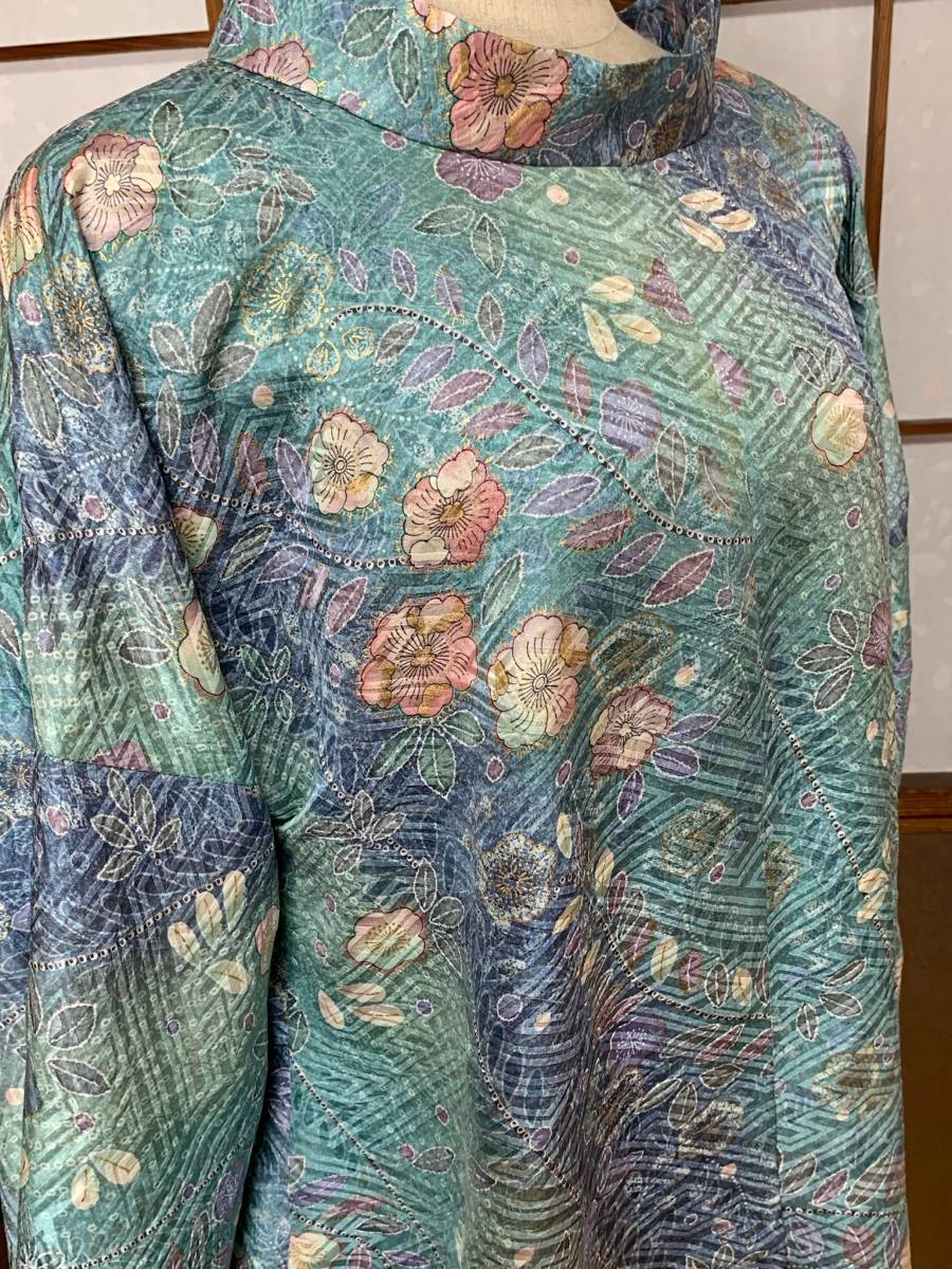 着物 リメイク ワンピース チュニック 辻ヶ花 正絹 ハンドメイド