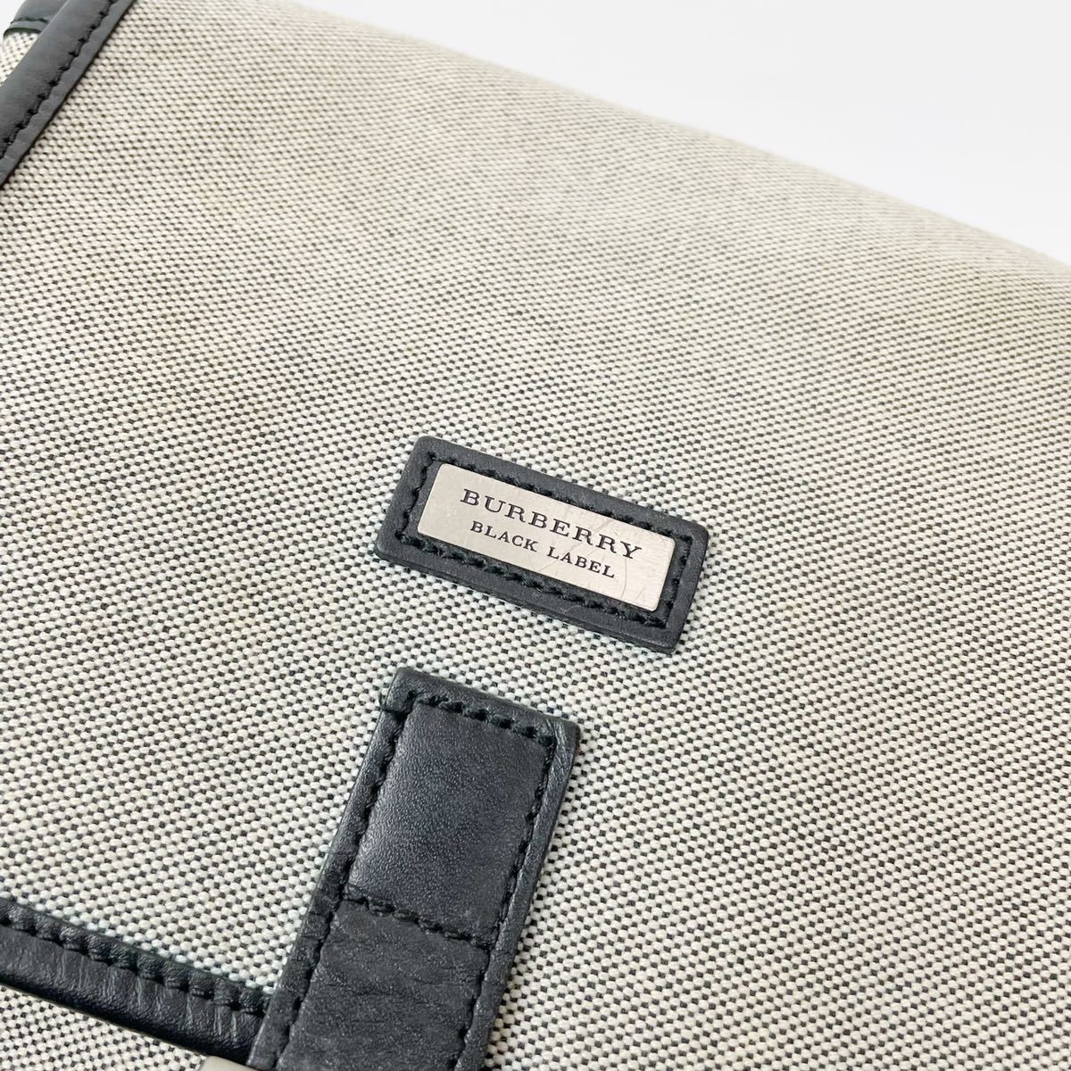 美品 バーバリーブラックレーベル ショルダーバッグ レザー キャンバス グレー 1円～【極美品】BURBERRY BLACK LABEL バーバリー ブラックレーベル
