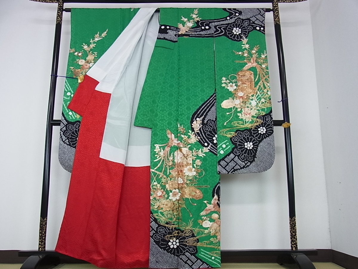花美人着物□豪華振袖 絞り 鳳凰花文 金彩 逸品 ps3053 金彩 逸品 最