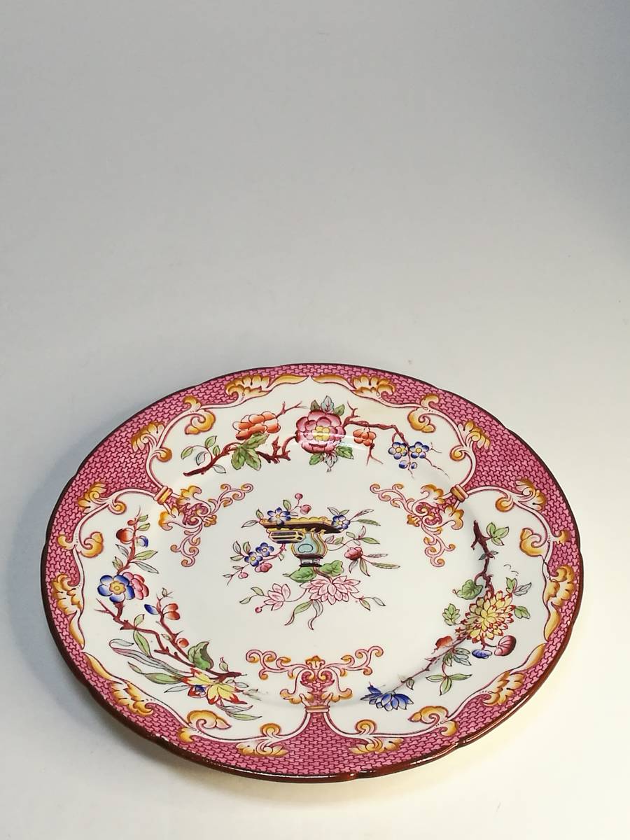 フランス アンティーク MINTON SARREGUEMINES 花リム デザートプレート
