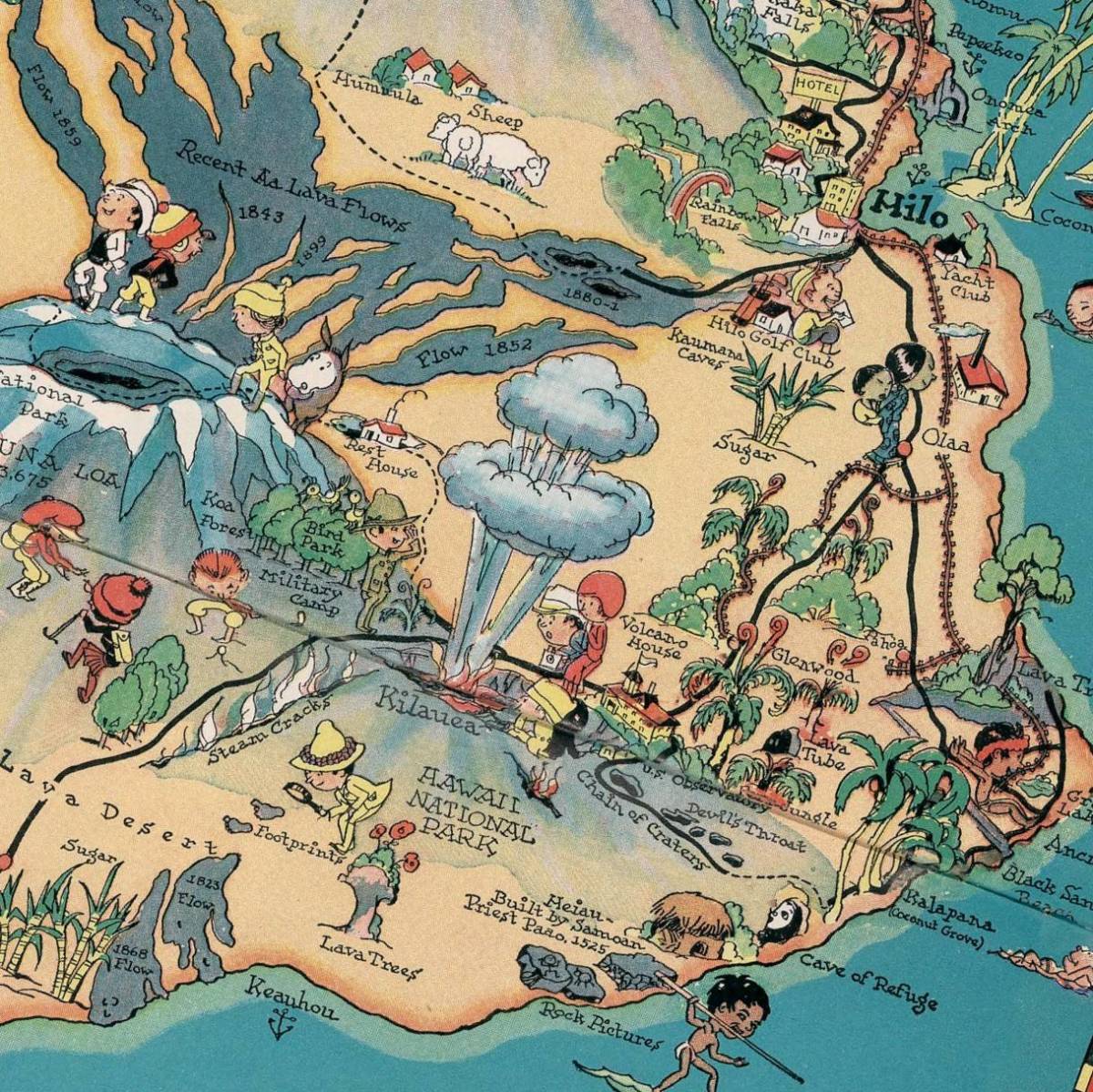 ハワイ島 観光マップ ビンテージイラスト 光沢 ポスター A3 バー